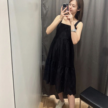 日单试衣间2023夏新款棉质刺绣无袖吊带连衣裙显瘦吊带裙Y458236