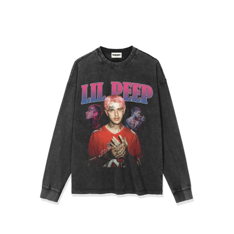 Hip-hop rap americano de estilo callejero estampado retro hace viejo lavado pesado suelto manga corta