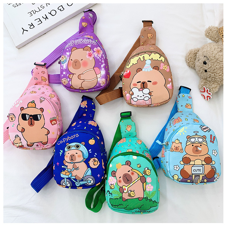 Kid'S Nylon Capybara Cute Square Zipper Fanny Pack display picture 17