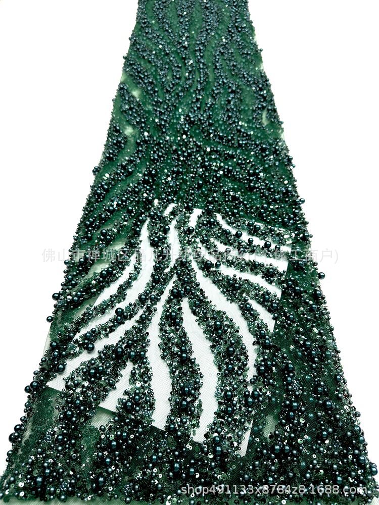 Nueva tela de perla ondulada de agua aerodinámica de perla full-length sequin lujoso anfitrión de banquete vestido de noche tela