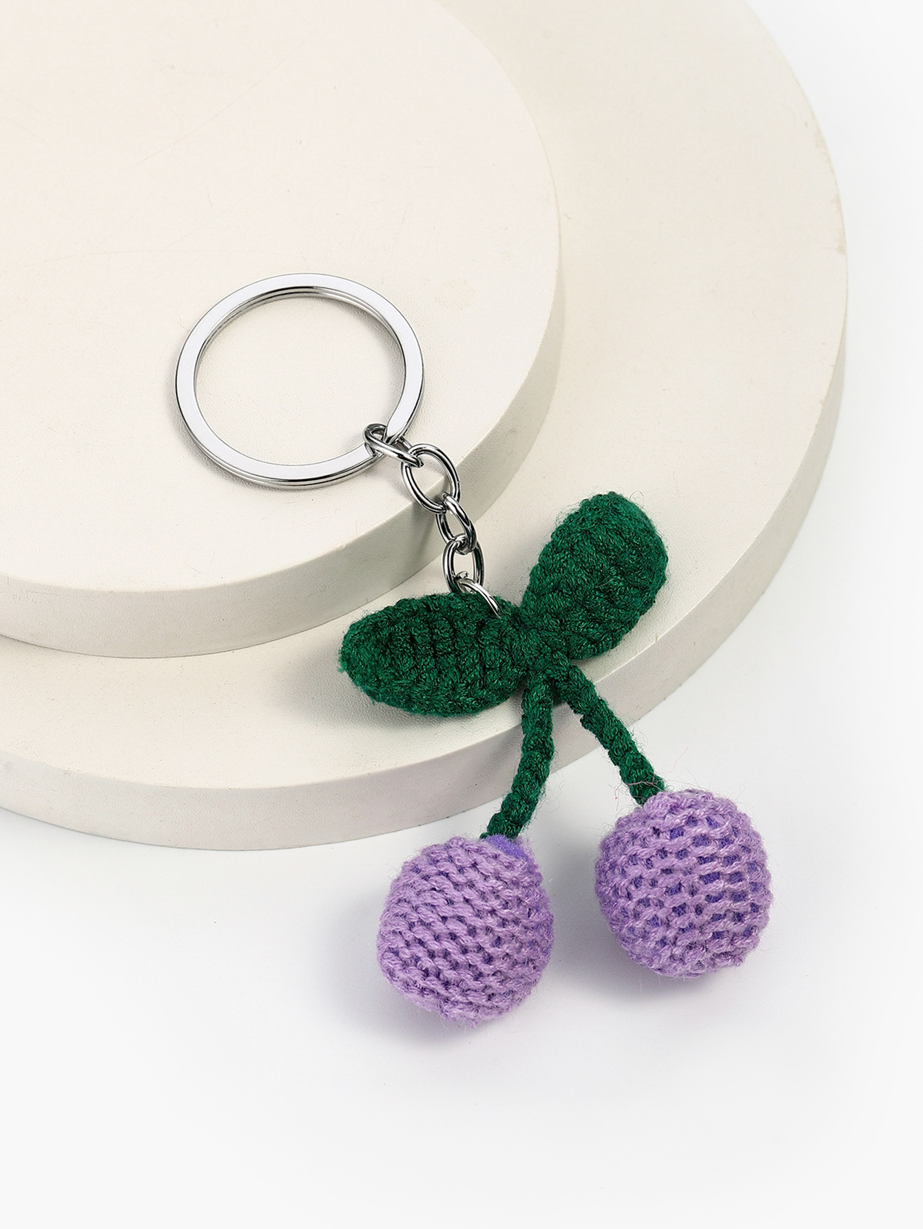 10g Weight Handmade Inlay Material Keychain Classification 1 Piece Quantity Casual, Daily Occasion yarn Material Peach, Cherry, Car Pattern Unisex Gender Cute Style 1 Piece Peach Cherry Car Keychain Yarn Handmade Unisex Cute Keychain 5