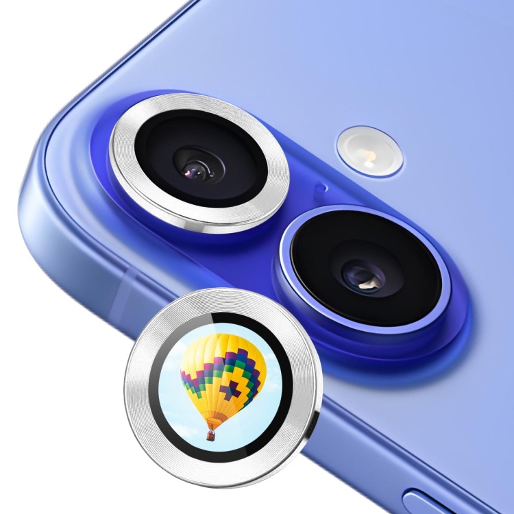 ENKAY Hat-Prince AR película protectora de lente metálica opaca aleación de aluminio + vidrio templado detrás para iPhone 16 / 16