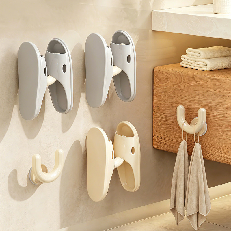 Shoe storage bathroom slipper rack, no-drill wall-mounted bathroom drainage slipper hanger, shoe storage magic tool Shoe storage bathroom slipper rack, no-drill wall-mounted bathroom drainage slipper hanger, shoe storage magic tool