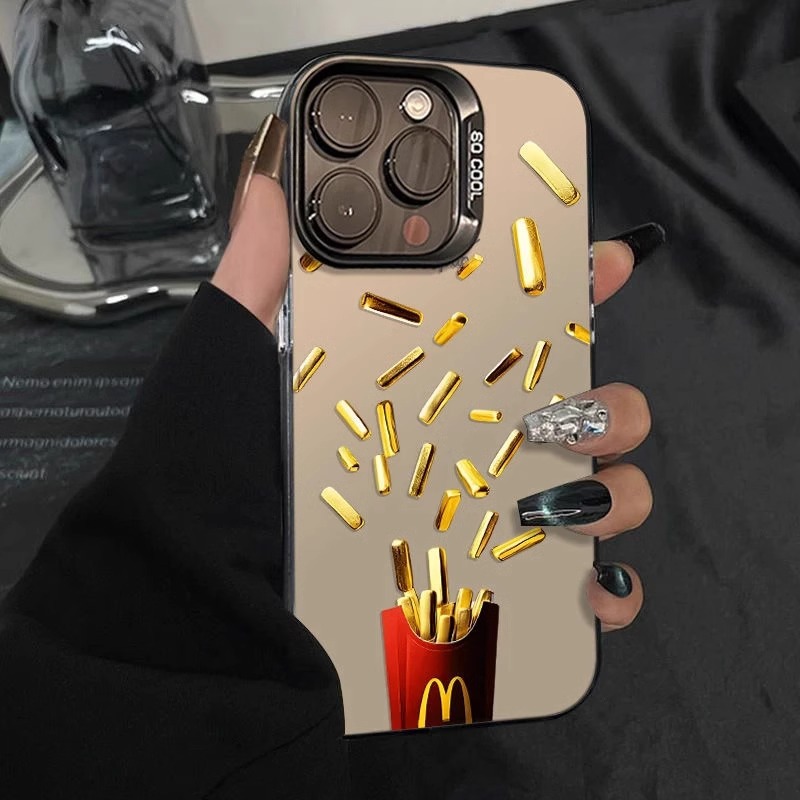 personalized gold fries apple 16pm phone case iphone15 creative 14 new 13 advanced art 12 niche