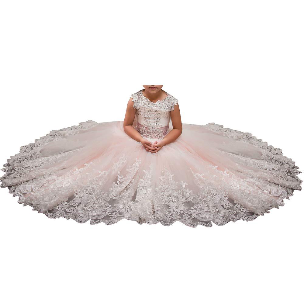Vestidos de niña estilo princesa con encaje y malla, para fiestas de cumpleaños, damitas de honor y bodas, estilo europeo y americano.