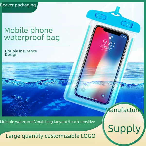 Spot fluorescent pvc transparent mobile phone waterproof bag swimming drifting diving mobile phone waterproof protective case Wholesale