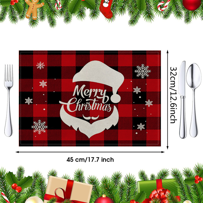 Jity Amazon 人気のクリスマスプレースマット レストラン雰囲気レイアウト テーブルマット リネンプリント断熱マット 洋食マット|undefined