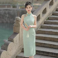 Новый Холтер улучшенный Cheongsam Новый 2023 молодая девушка сексуальный тонкий высокого класса Элегантный Банкетный платье