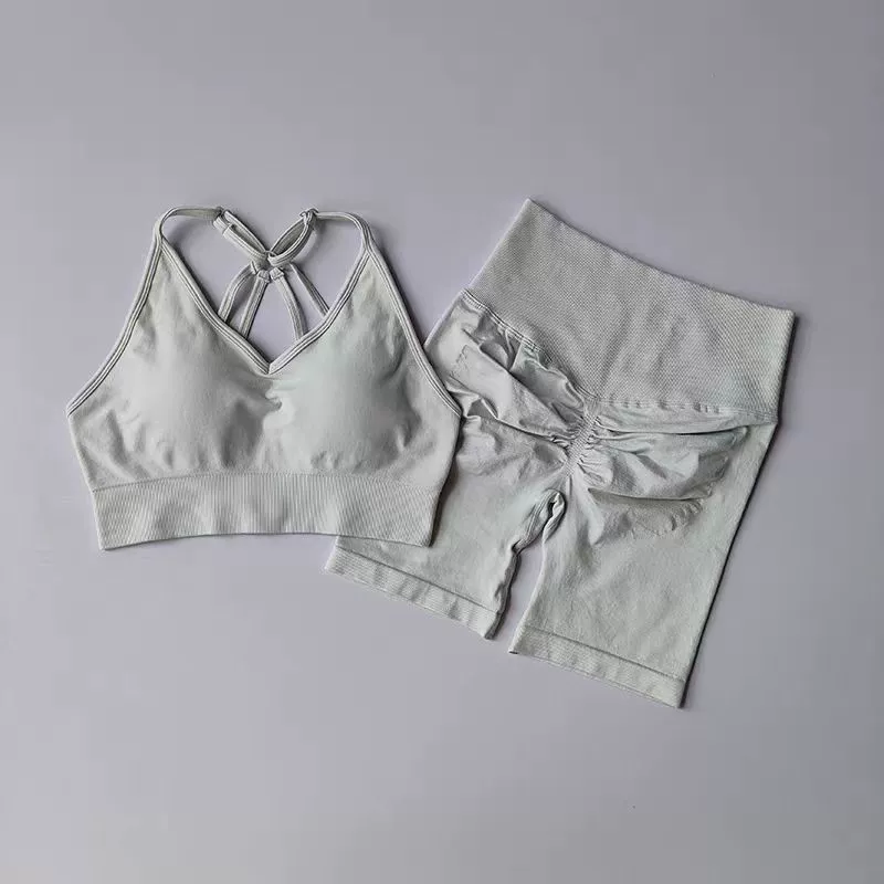 Женский спортивный комплект быстрого высыхания — корректирующие бёдра шорты и футболка с коротким рукавом, 2–3 шт., S–L