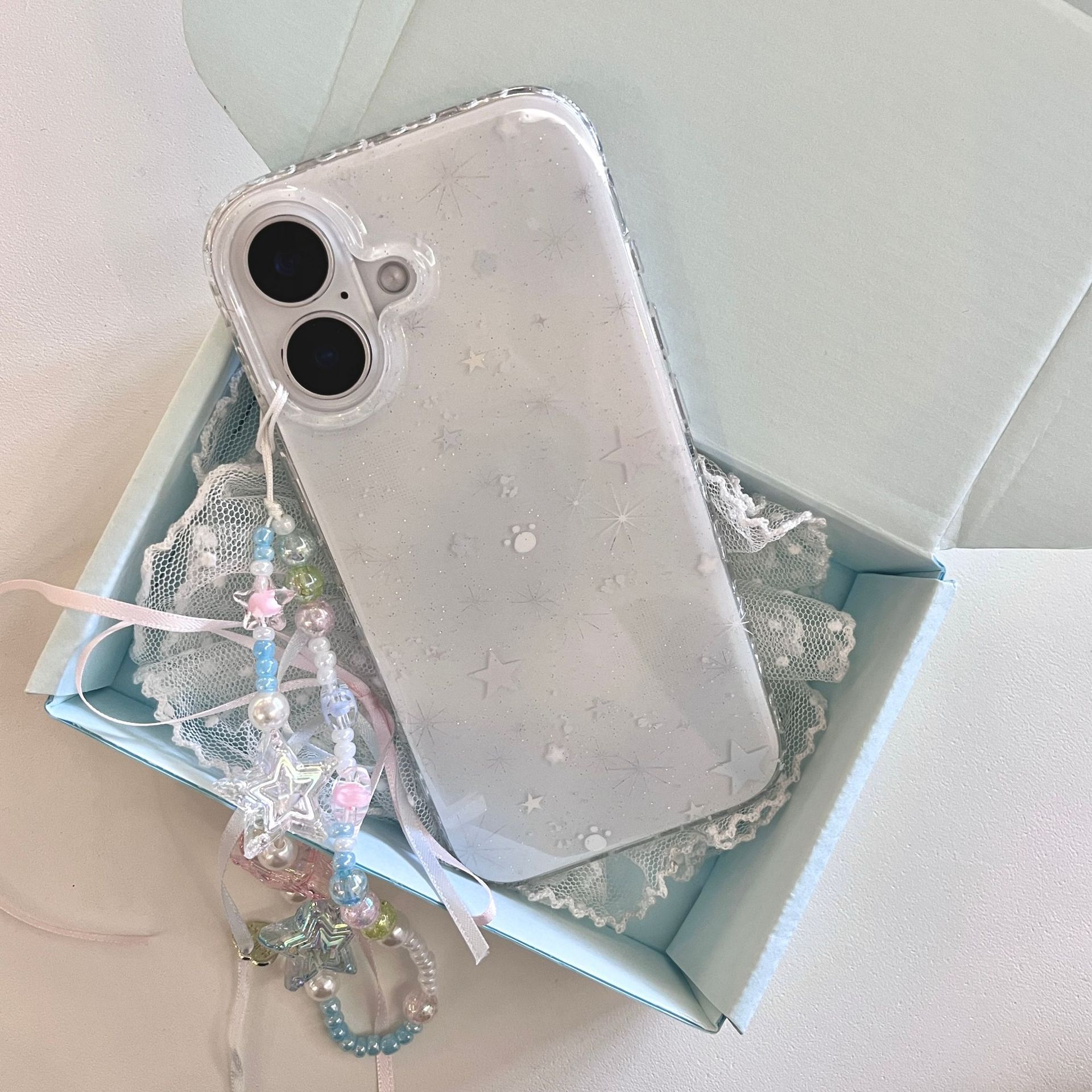 Estrellas degradadas simples de nicho para iPhone15ProMax funda para teléfono móvil 16Pro cadena 14/13 femenino 16PM