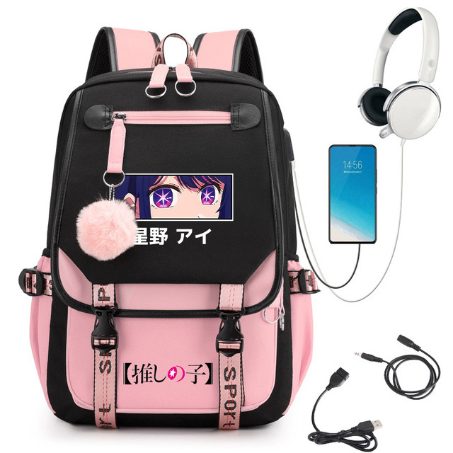 New Riman I pushed children's peripheral printed backpack Youth student schoolbag USB computer bag