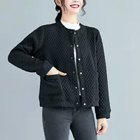 Стеганая куртка-пиджак oversize, приталенного кроя, плюс-сайз, черный/бордовый/серый