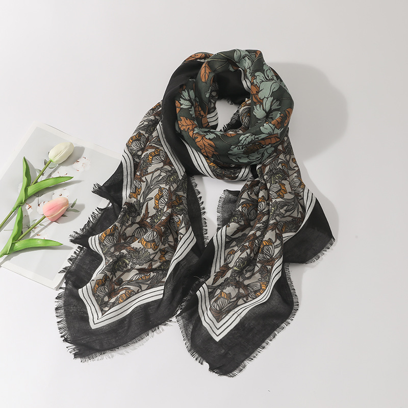 2023 primavera y verano nuevo boceto pintura algodón y lino sensación bufanda cuadrada 135cm viaje Toalla de playa protección solar sombrilla chal