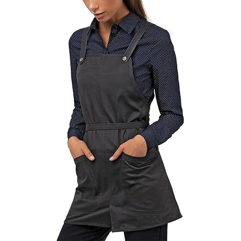 Nuevo delantal de algodón de twill transfronterizo de moda coreana dos bolsillos de hebilla de cinturón barista delantal de ropa de trabajo