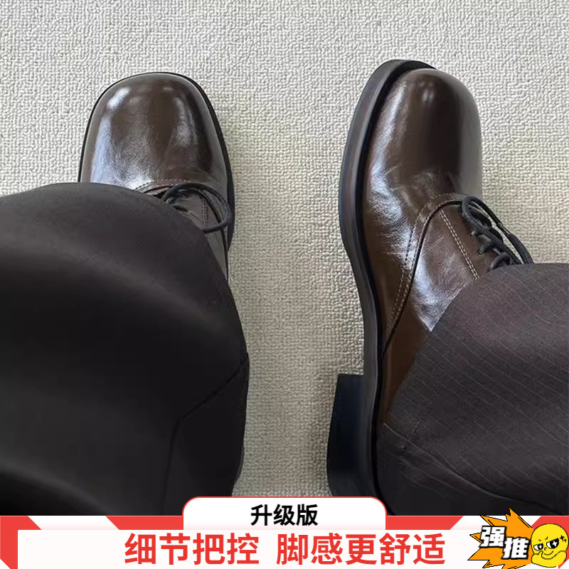 潮牌皮鞋男厚底7cm隐形增高鞋结婚新郎情侣乐福鞋休闲通勤德比鞋|undefined
