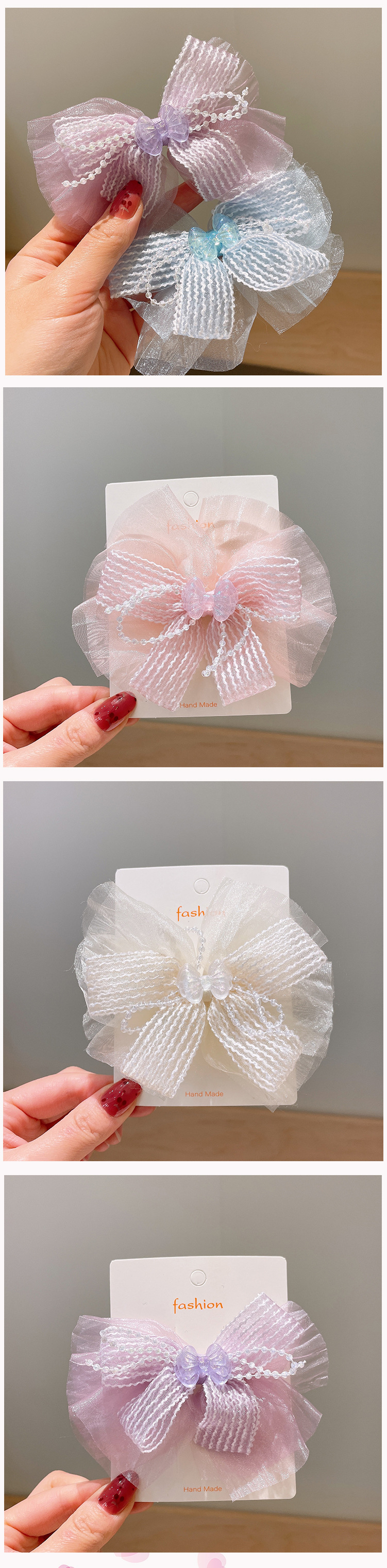 Girl's Cute Sweet Bow Knot Cloth Hair Clip display picture 6