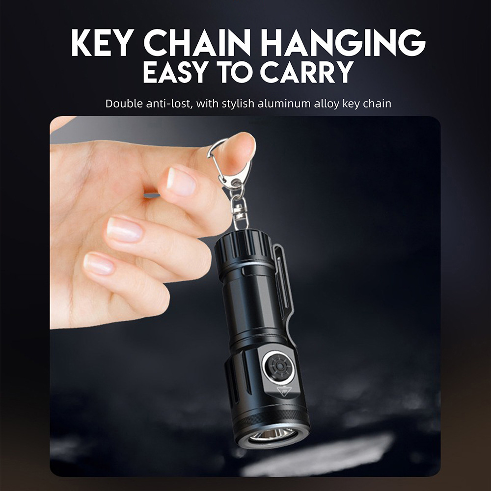 Cross-border nuevo multi-funcional linterna de luz fuerte tipo C recargable zoom con clip de la pluma resaltar linterna de tiro largo