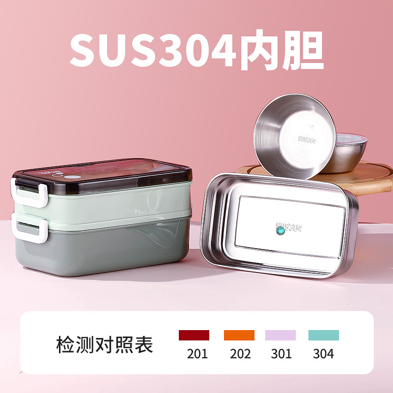 Fiambrera de acero inoxidable, aislamiento, entrega de arroz, horno microondas, caja bento para estudiantes domésticos, vajilla, cuchara, lonchera de grado alimenticio al por mayor