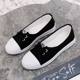 2025 Spring and Autumn Slip-On Lazy Shoes Versatile Shallow Canvas Shoes Women's Flat White Shoes Student Flats