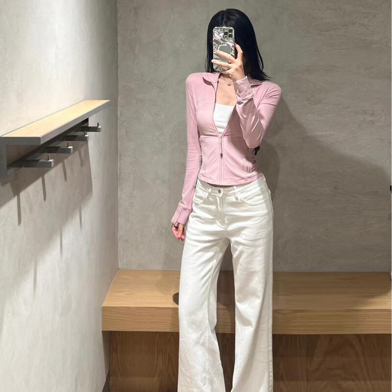 Lulu Short Define Stand-Up Collar Jacket with Stamping, Long-Sleeved Women's Slim-Fit Sports Fitness Running Yoga Wear