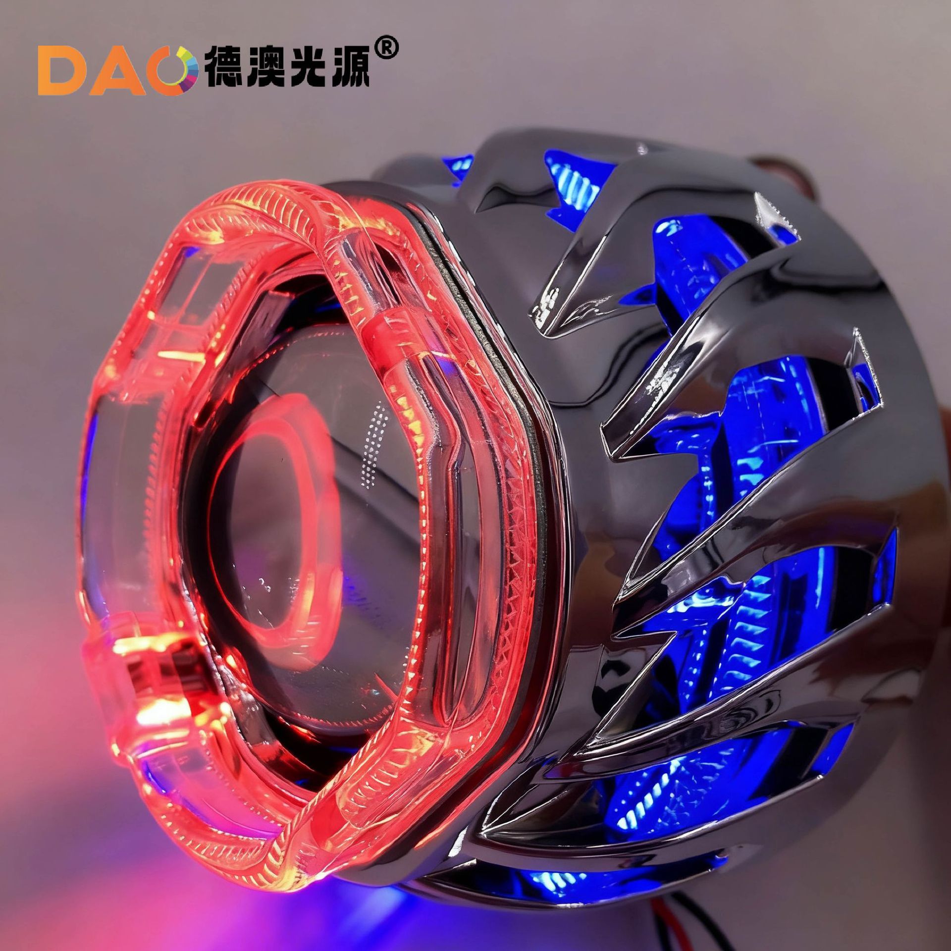 2.5 Guía de luz cuadrada rueda caliente lente conjunto HID lente de doble luz bicolor ángel ojo ojo de pez apertura lente H1