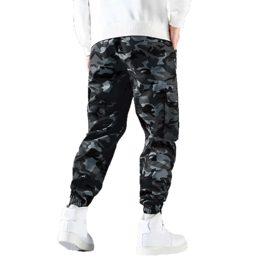 Herrenbekleidung Herren-Cargohose im Camouflage-Look, lässige, lange Hose mit Seitentaschen, Freizeithose für Outdoor-Aktivitäten_voghion.com
