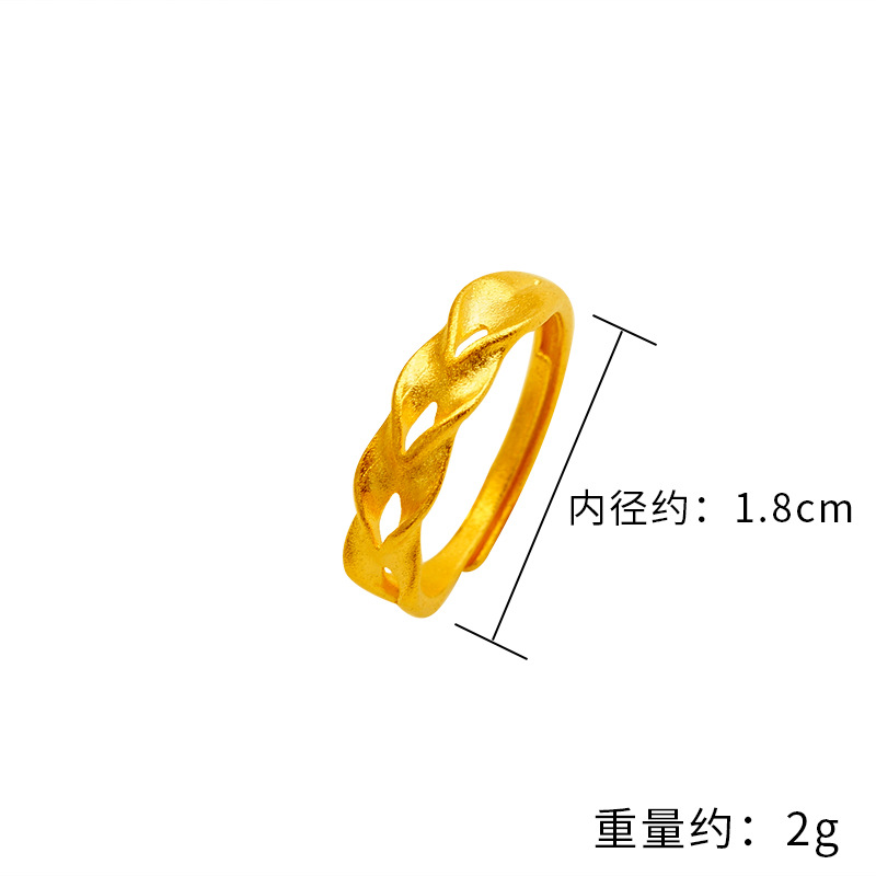 Latón chapado en oro ola de trigo oído anillo de apertura de seguridad del oído anillo de giro mate joyería de las mujeres de moda