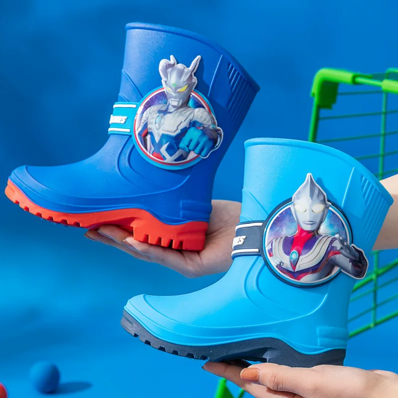 Ultra, summer high boots, cartoon Ultraman Tiga, waterproof children's footwear, shoes for boys, for teenagers