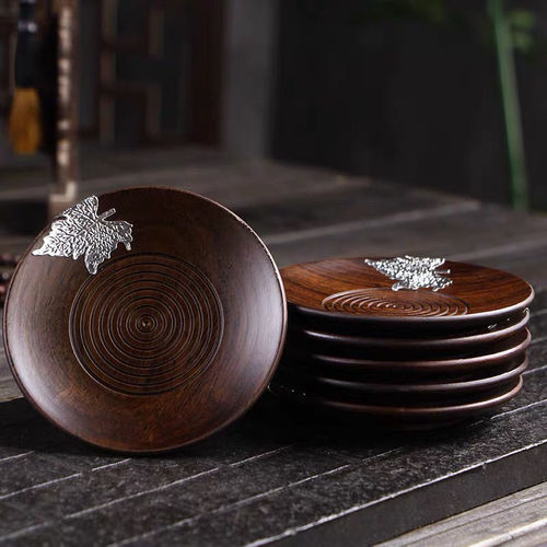 Ebony solid wood coasters, tea mats, creative wooden coasters, insulation pads, non-slip saucers, Kung Fu tea accessories wholesale