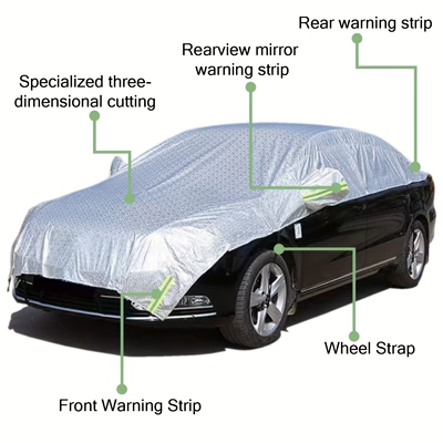 Car Snow Shield Sunshade Half Cover Car Convenient Half Car Clothing Aluminum Film Sunscreen Heat Insulation Cover Cool Cover Car Clothing (Car snow shield) - silver-5-m-22-m
