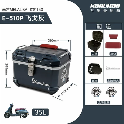Vehicle Rear Trunk, Scooter – Motorcycle trunk - feige-gray-510p-lining-double-red-backrest