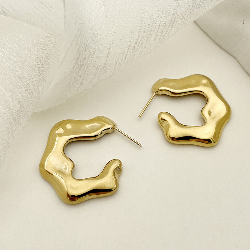Retro Geometric Stainless Steel Plating Ear Studs 1 Pair