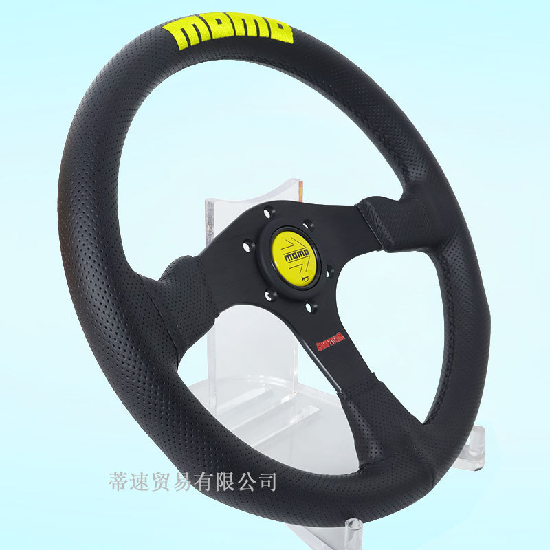 Factory Direct Sale Modified Momo Steering Wheel 14inch Embroidered Steering Wheel Competition Perforated Leather 350mm