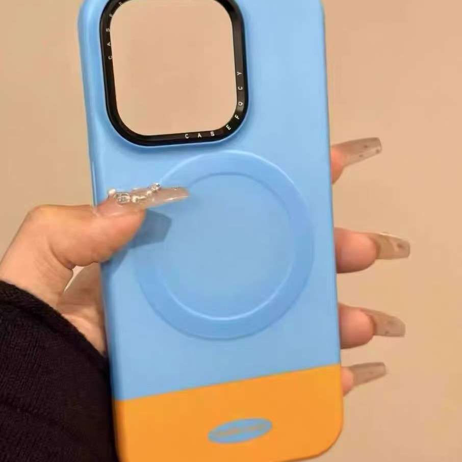 Color de empalme pato trasero soporte de succión magnética para iPhone 15 funda para teléfono móvil 16ProMax Apple 14 pareja 13 duro