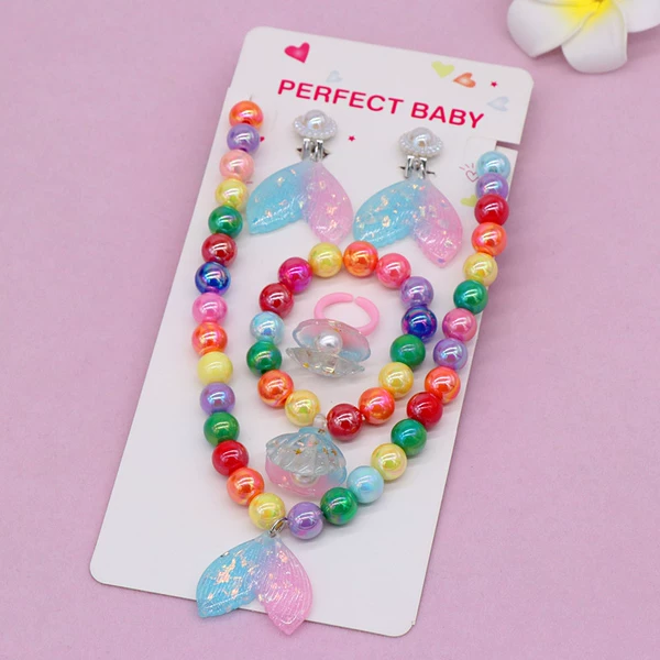 No. 2 Pink Blue+Rainbow Beads 5 Packs on Card Paper