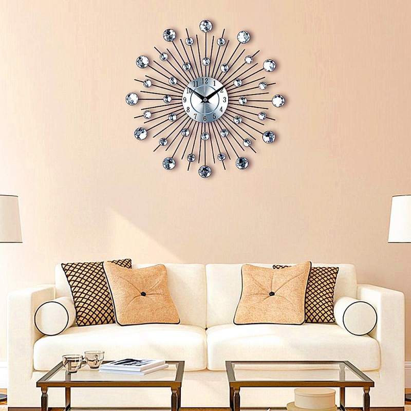 Luz de moda de estilo europeo de lujo de cristal creativo Reloj de pared simple sala de estar reloj Hogar personalizado reloj electrónico Reloj de pared colgante