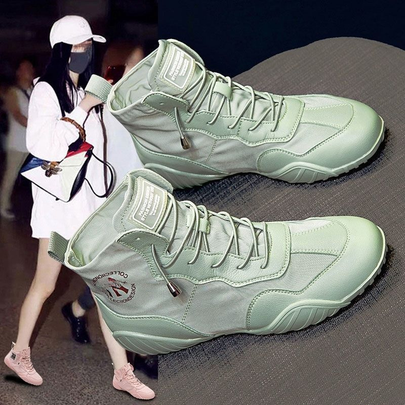 Trendy High-Top White Sneakers for Women 2025 New Summer Soft-Soled Running Flat Travel Casual Shoes Women's Shoes