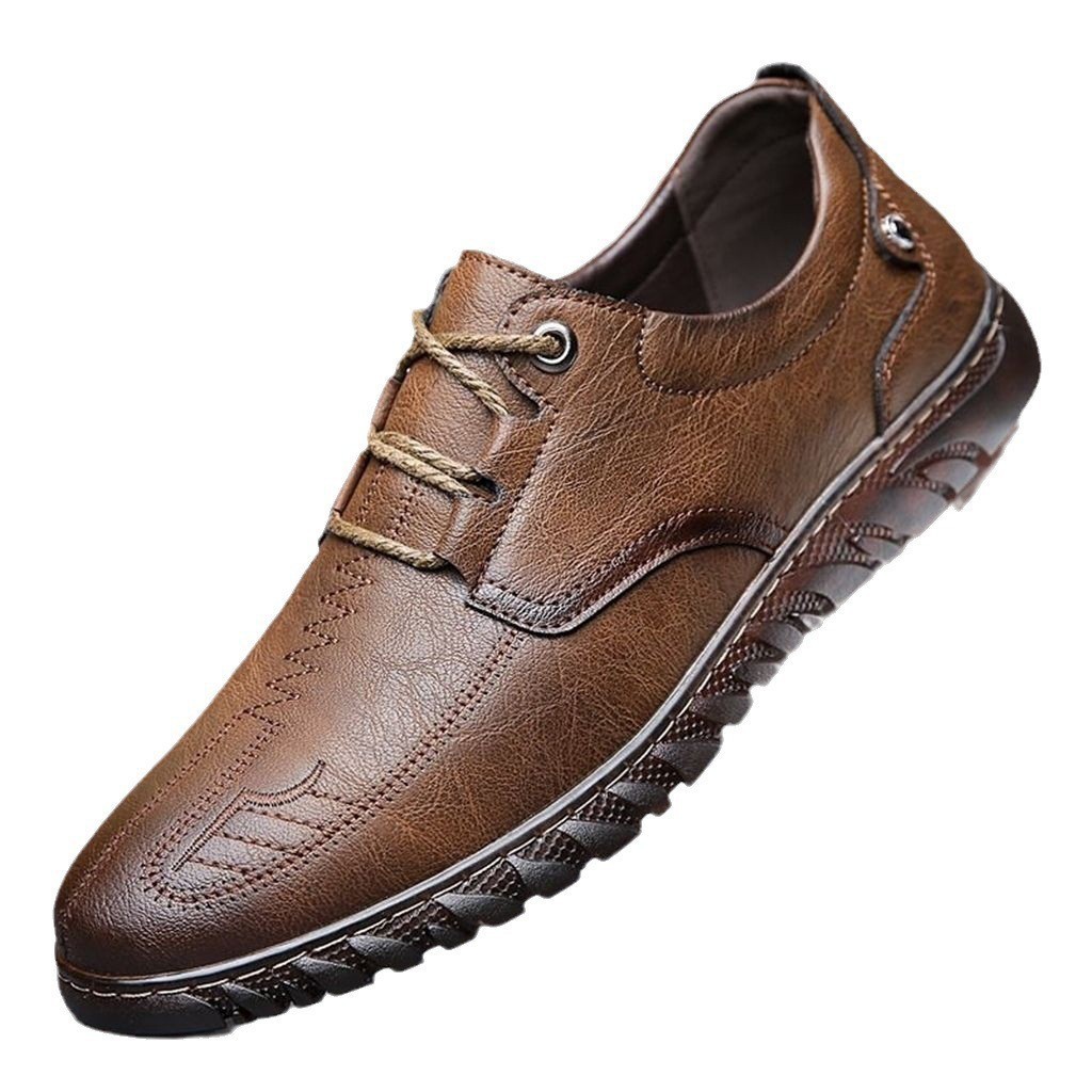 Zapatos de cuero casuales para hombres de nueva tendencia, suela blanda, suela blanda, suela de tendón de res, zapatos de cuero de negocios de estilo británico, zapatos de papá de mediana edad