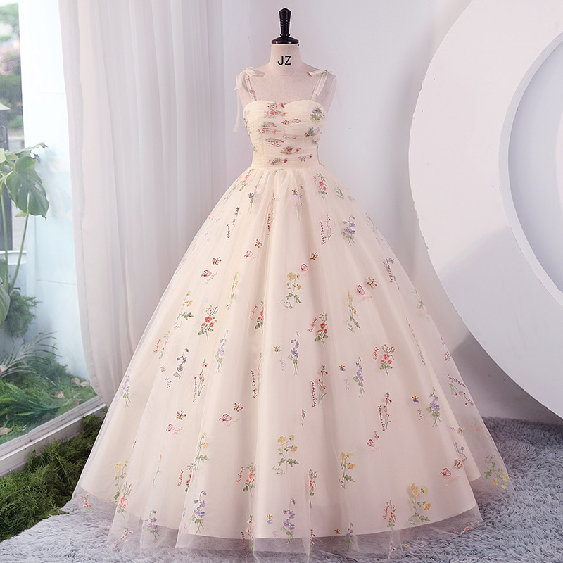 Evening Dress for Women 2026 New Style Banquet Elegant Slimming Host Fairy-Like Spaghetti Strap Art Exam Socialite Party Dress
