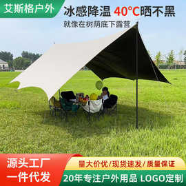 露营天幕帐篷户外遮阳布防晒黑胶涂银加厚速开天幕布凉棚野餐装备