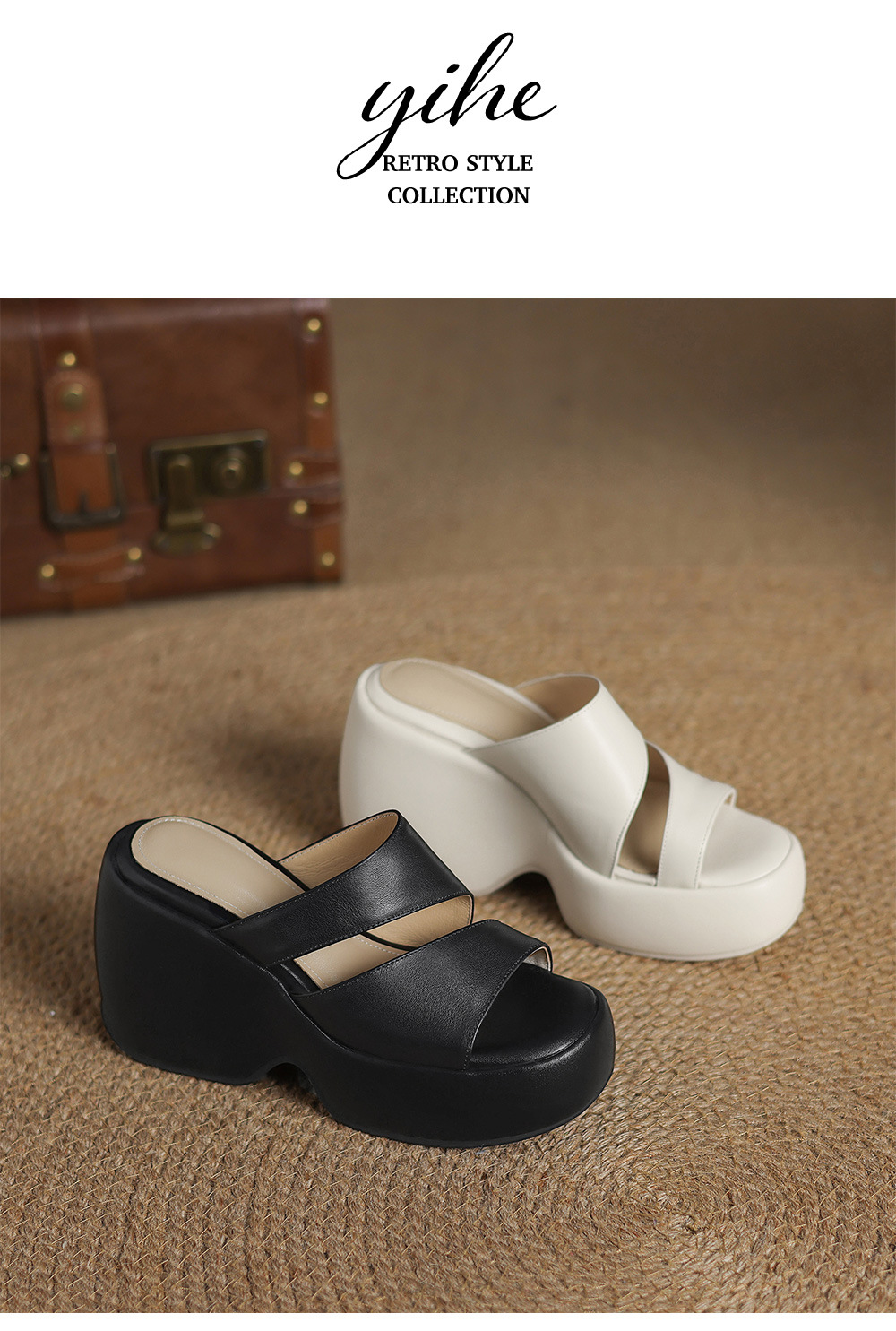Dép sandal nữ đế xuồng một dây phong cách châu Âu, gót cao 7 cm — đen chi tiết 13