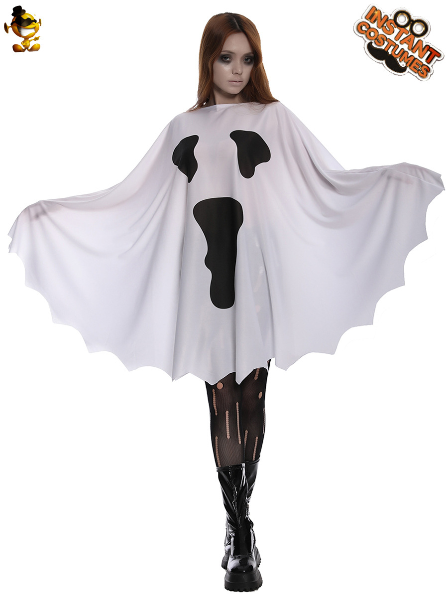 Transfronterizo adulto mujer blanco fantasma capa Halloween horror fantasma disfraz mascarada Cosplay ropa image 1