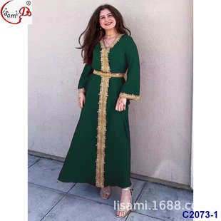 Foreign Trade Middle Eastern Fashion Plus Size Wide Clothes with Scarf Suit Oversize Robe Dress