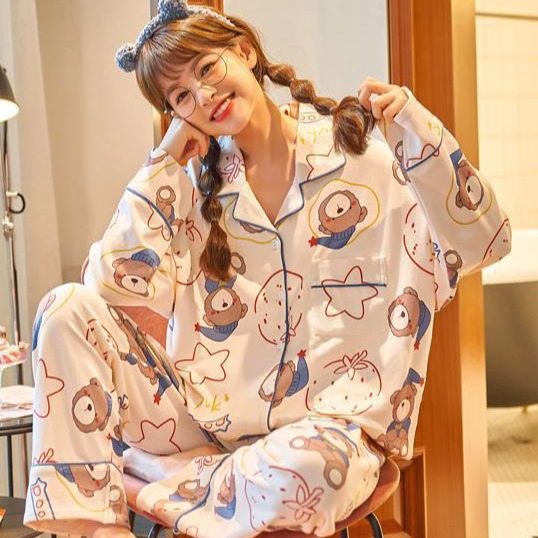 Pijamas de Primavera y Otoño para Mujer, Estilo 2025, Conjunto de Dos Piezas de Manga Larga, Talla Grande, Informal, Bonito, Conjunto para Estar en Casa en Otoño e Invierno