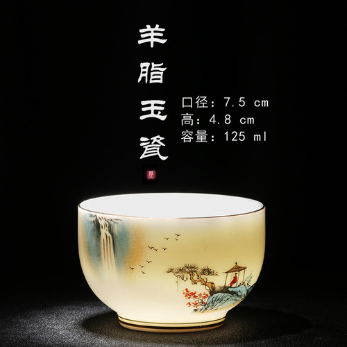Sheer jade porcelain tea cup, tea bowl, tea cup, host cup, ceramic single cup, tea tasting cup, Chinese home tea set, tea drinking cup