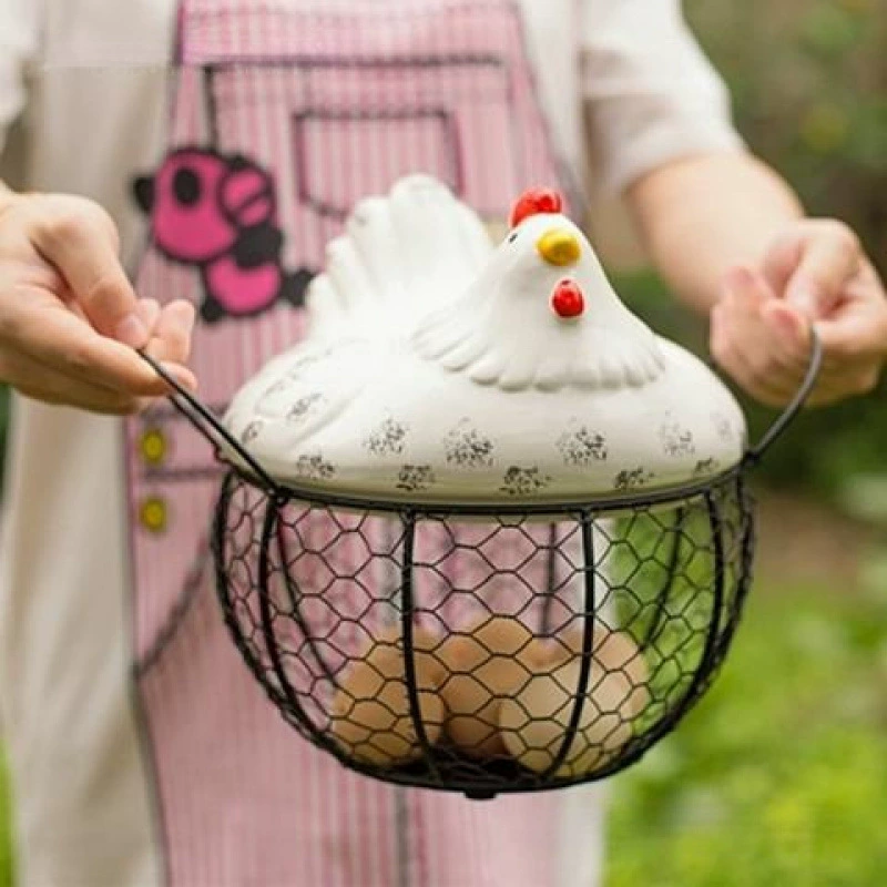 Керамическая корзина для яиц, фруктовая корзина, мусорная корзина синия керамическая кухонная полка хранения, керамическая корзина, корзина хранения искусства из железа