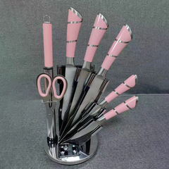 工廠彩色空心柄不鏽鋼八件套刀全鋼柄刀具禮品套裝外貿批發