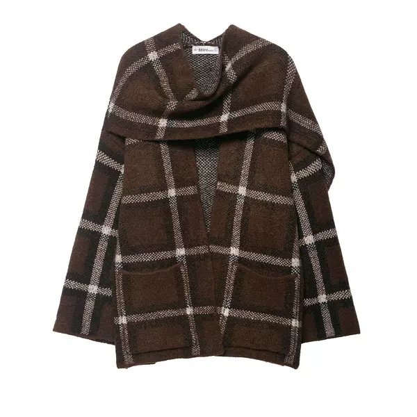 Cross-Border Export Women's Clothing 2025 Autum New European and American Plaid Scarf Knitted Short Outwear Jacket 6427127