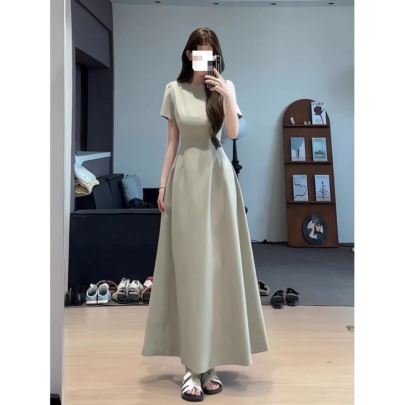 French plus size dress Children's Summer 2025 Short-sleeved New Waist Elegant Long Dress Slimming High-end