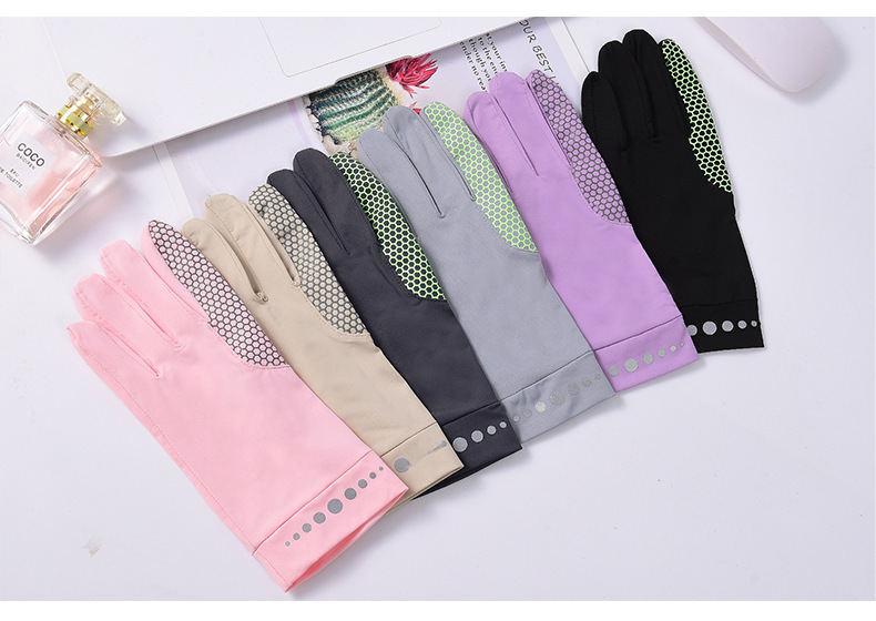 Men's and Women's Stretch Ice Silk Solid Color Touch Screen Sun Protection UV Protection Gloves Lightweight Breathable Anti-slip Driving Ride_maomaolike.com